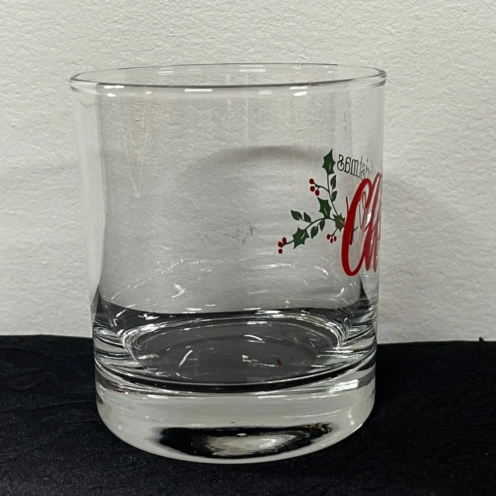 Christmas Cheer Rocks Glass Holly Berry Lowball Whiskey Holiday Barware 10 oz